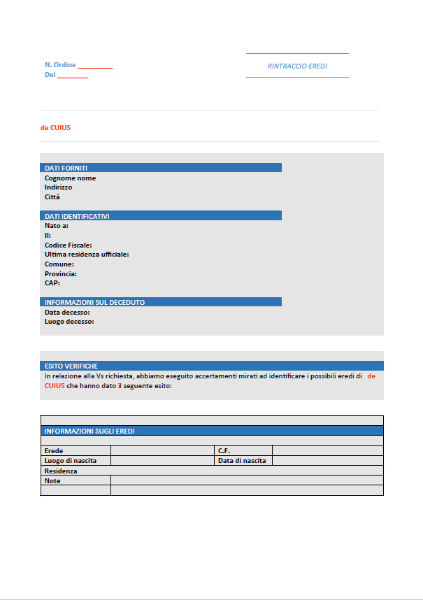 Rintraccio eredi