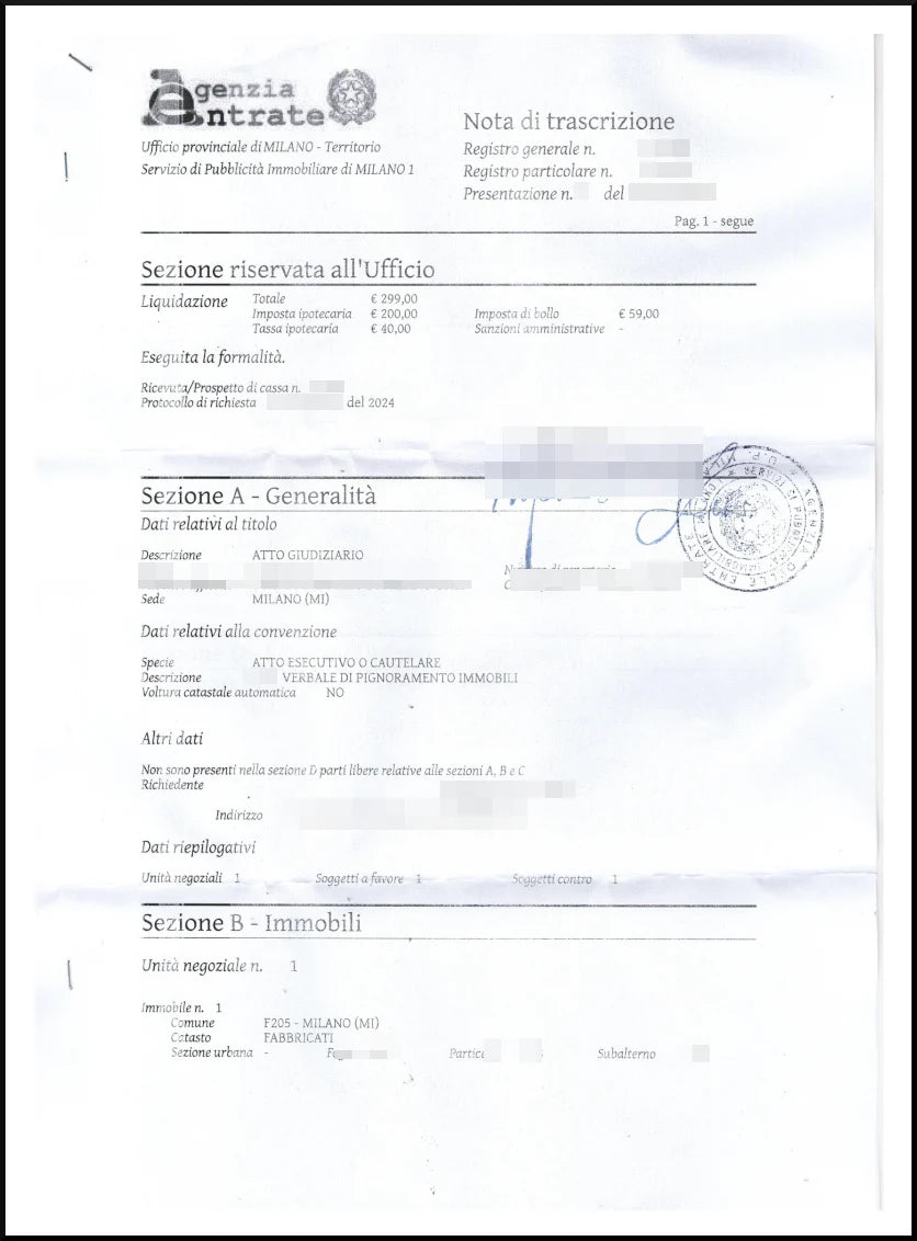 Transcripción de embargo de bienes inmuebles